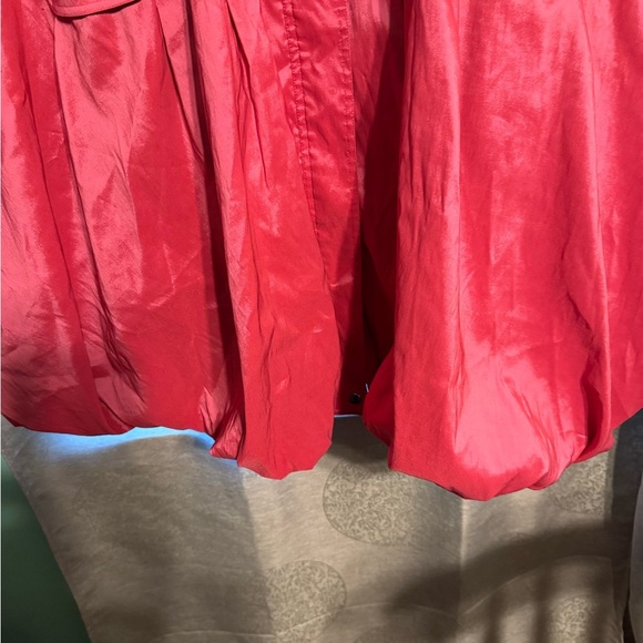 Samuel Dong Red Bubble Hem Trench Coat Size L - Picture 8 of 16